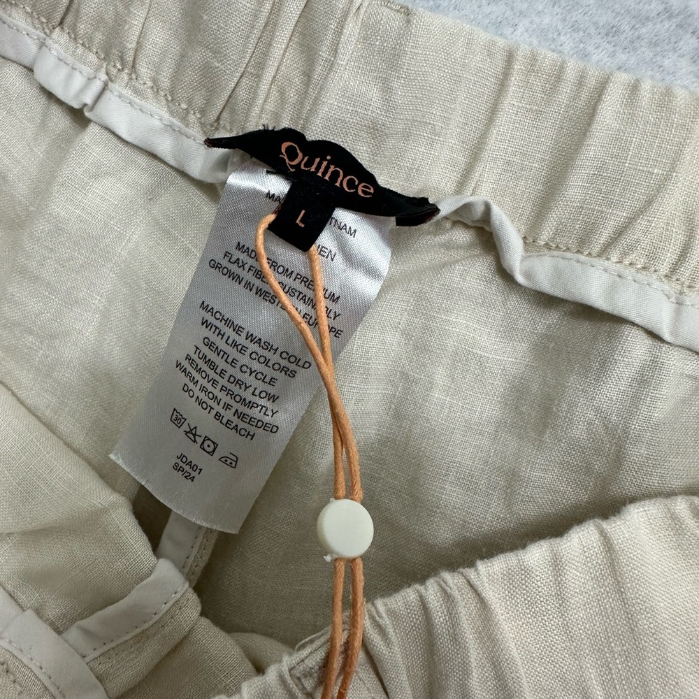 Quince 100% European Linen Tapered Ankle Pants In Sand Size Large NEW NWT - Picture 8 of 9